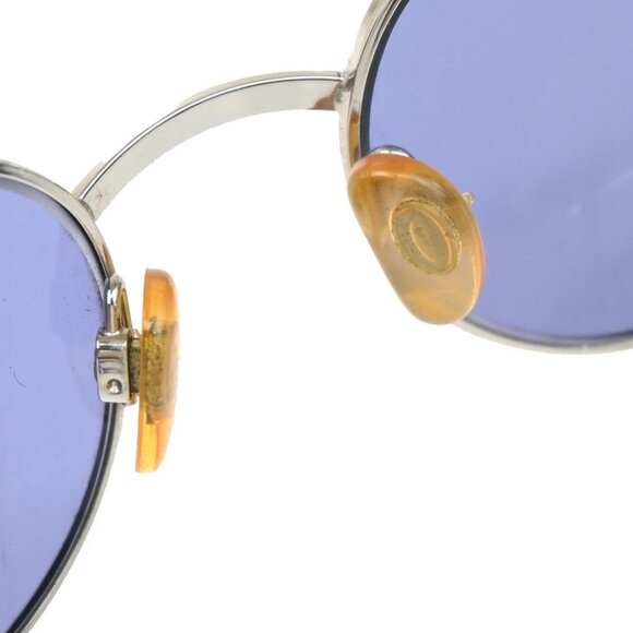 CHANEL CC Logo Sunglasses Eye Wear 06933 Metal Plastic Silver Blue Italy 63RF644